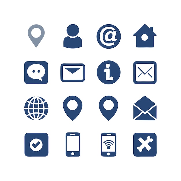 Colección de conjuntos de iconos de contacto para sitios web y aplicaciones móviles