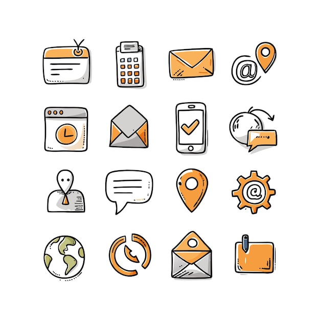 Colección de conjuntos de iconos de contacto para sitios web y aplicaciones móviles
