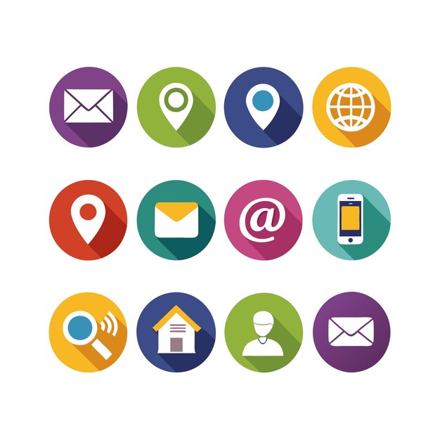 Colección de conjuntos de iconos de contacto para sitios web y aplicaciones móviles