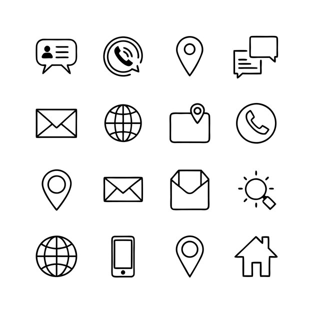 Colección de conjuntos de iconos de contacto para sitios web y aplicaciones móviles