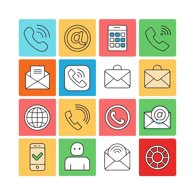 Colección de conjuntos de iconos de contacto para sitios web y aplicaciones móviles