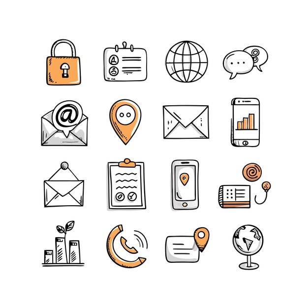 Colección de conjuntos de iconos de contacto para sitios web y aplicaciones móviles