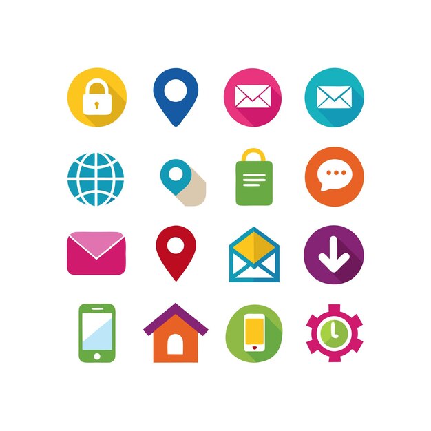 Colección de conjuntos de iconos de contacto para sitios web y aplicaciones móviles