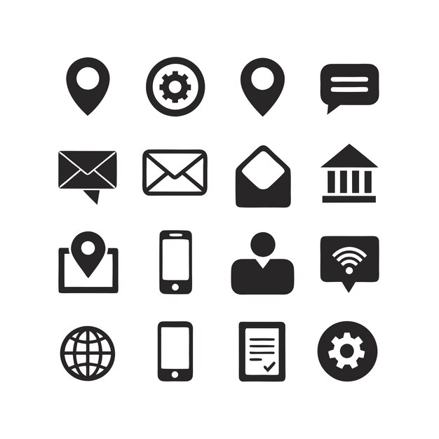 Colección de conjuntos de iconos de contacto para sitios web y aplicaciones móviles