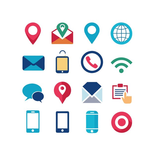 Colección de conjuntos de iconos de contacto para sitios web y aplicaciones móviles