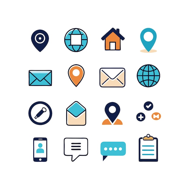 Colección de conjuntos de iconos de contacto para sitios web y aplicaciones móviles
