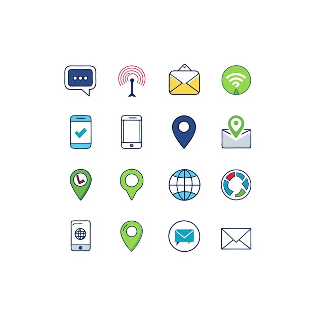 Colección de conjuntos de iconos de contacto para sitios web y aplicaciones móviles
