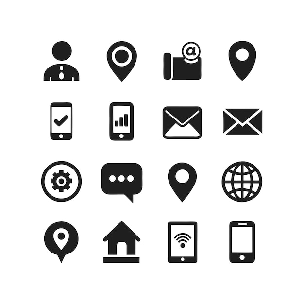 Colección de conjuntos de iconos de contacto para sitios web y aplicaciones móviles