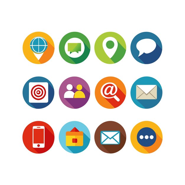 Colección de conjuntos de iconos de contacto para sitios web y aplicaciones móviles