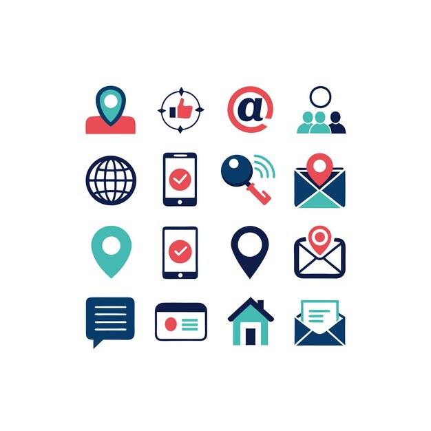 Colección de conjuntos de iconos de contacto para sitios web y aplicaciones móviles