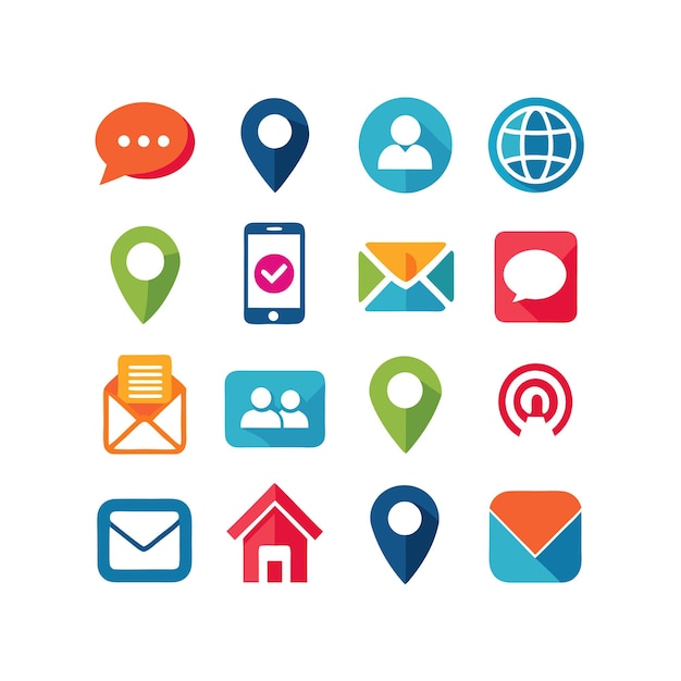 Colección de conjuntos de iconos de contacto para sitios web y aplicaciones móviles
