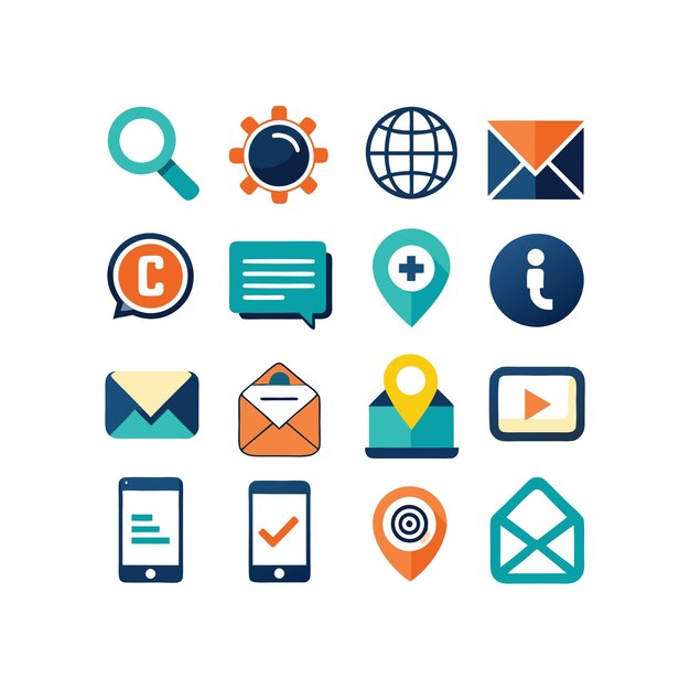Colección de conjuntos de iconos de contacto para sitios web y aplicaciones móviles