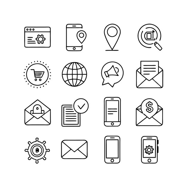 Colección de conjuntos de iconos de contacto para sitios web y aplicaciones móviles