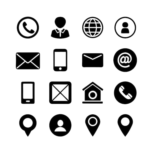 Colección de conjuntos de iconos de contacto para sitios web y aplicaciones móviles