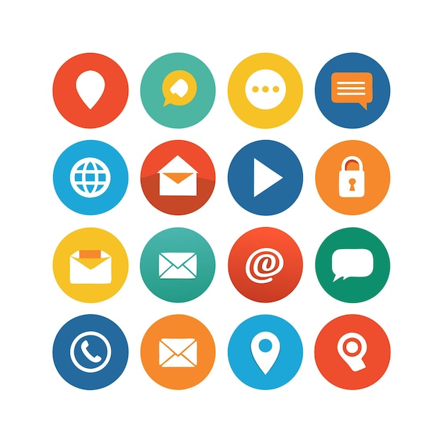 Colección de conjuntos de iconos de contacto para sitios web y aplicaciones móviles