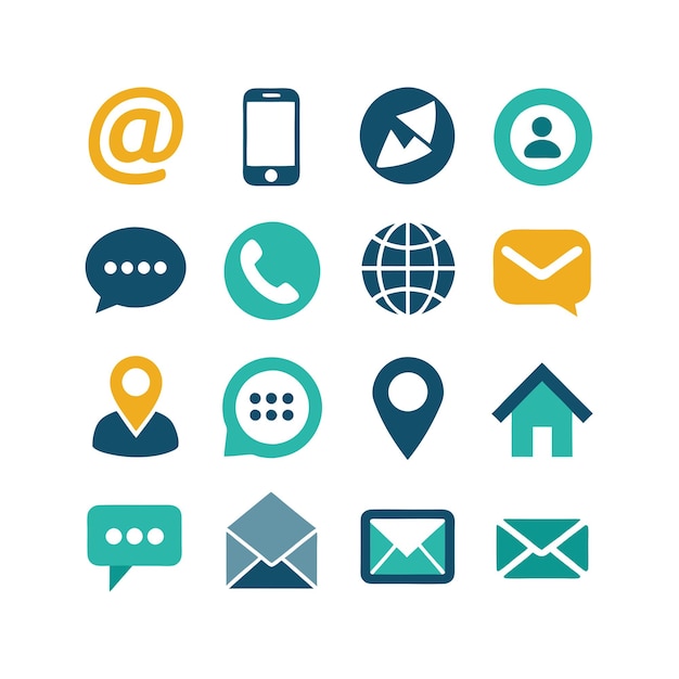 Colección de conjuntos de iconos de contacto para sitios web y aplicaciones móviles