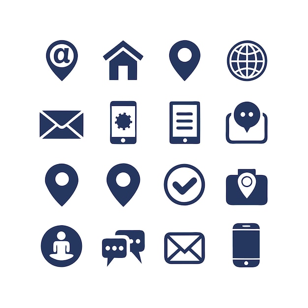 Colección de conjuntos de iconos de contacto para sitios web y aplicaciones móviles