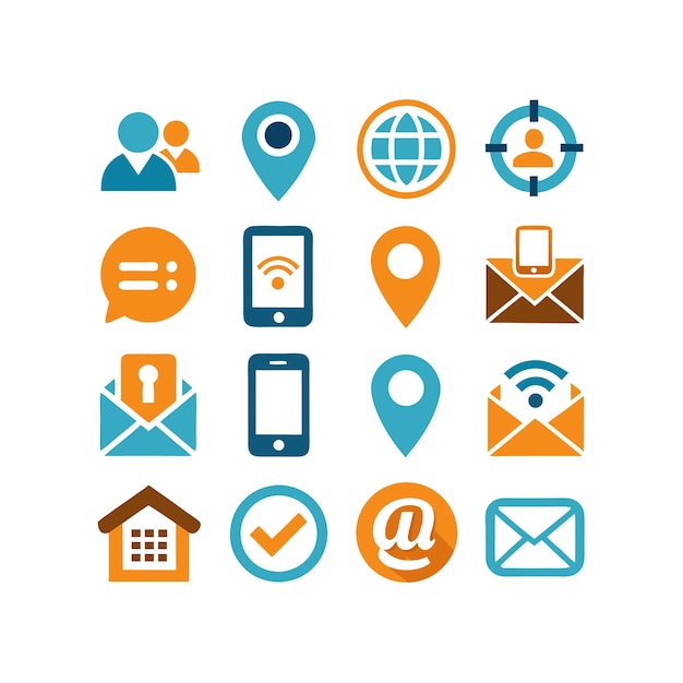 Colección de conjuntos de iconos de contacto para sitios web y aplicaciones móviles
