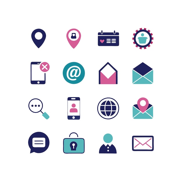 Colección de conjuntos de iconos de contacto para sitios web y aplicaciones móviles