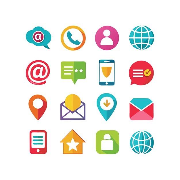 Colección de conjuntos de iconos de contacto para sitios web y aplicaciones móviles