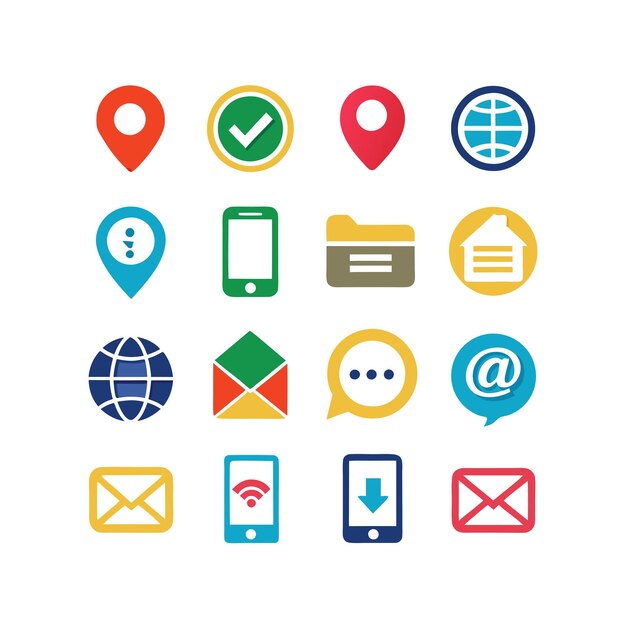 Colección de conjuntos de iconos de contacto para sitios web y aplicaciones móviles