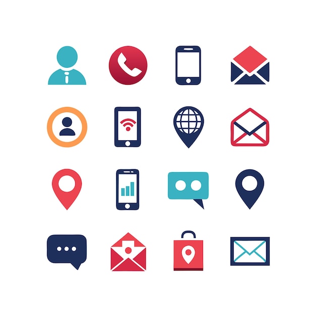 Colección de conjuntos de iconos de contacto para sitios web y aplicaciones móviles