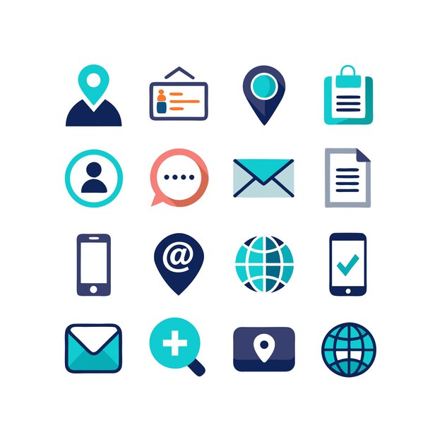 Colección de conjuntos de iconos de contacto para sitios web y aplicaciones móviles