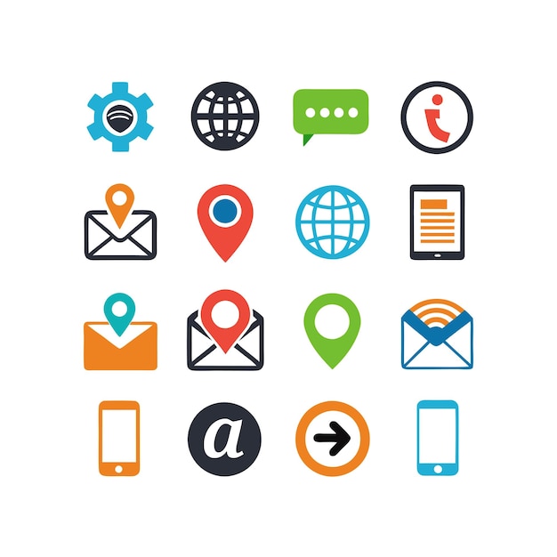 Colección de conjuntos de iconos de contacto para sitios web y aplicaciones móviles