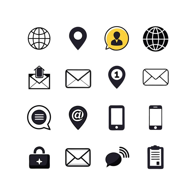 Colección de conjuntos de iconos de contacto para sitios web y aplicaciones móviles