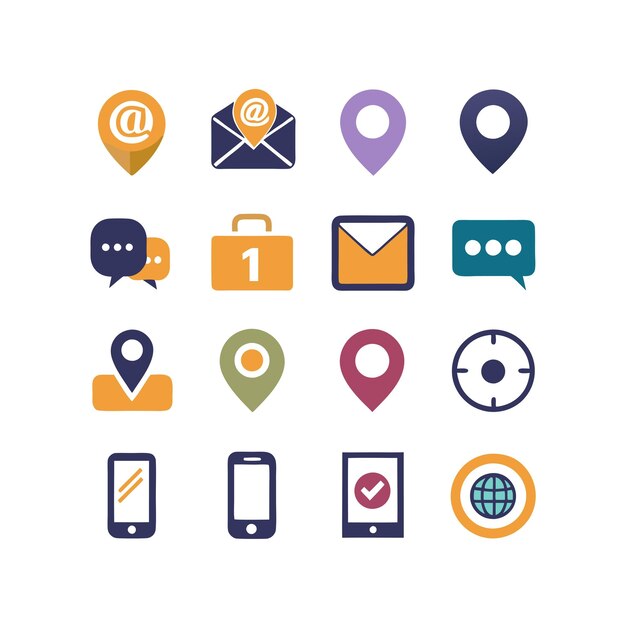 Colección de conjuntos de iconos de contacto para sitios web y aplicaciones móviles