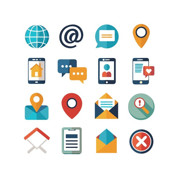 Colección de conjuntos de iconos de contacto para sitios web y aplicaciones móviles