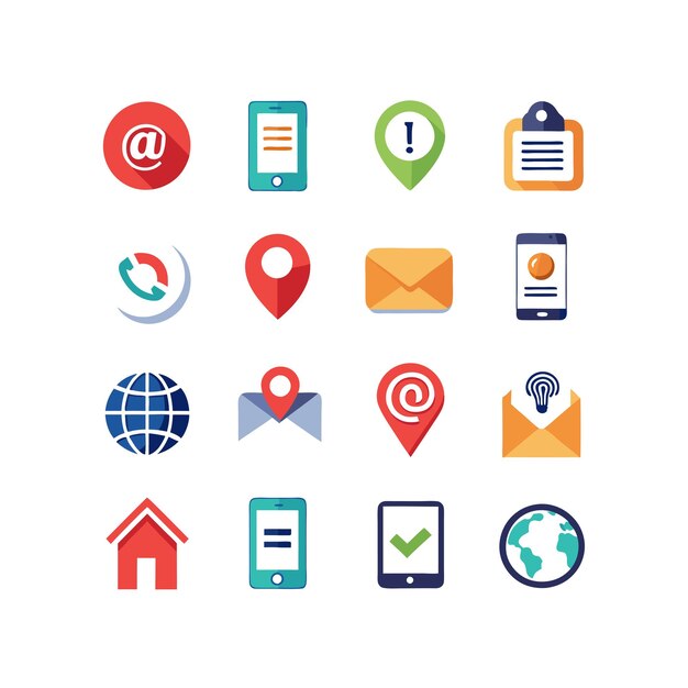 Colección de conjuntos de iconos de contacto para sitios web y aplicaciones móviles