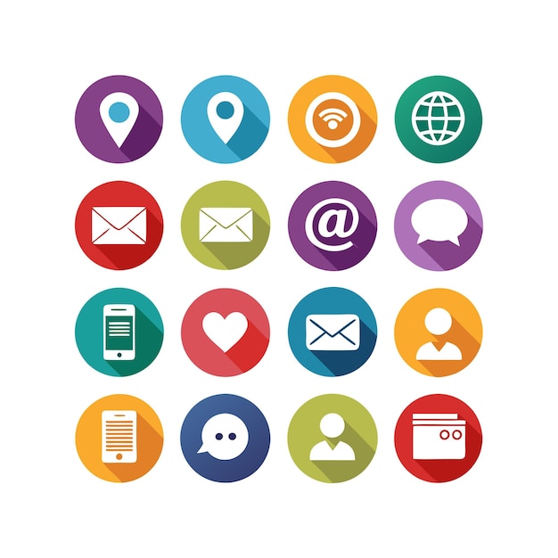 Colección de conjuntos de iconos de contacto para sitios web y aplicaciones móviles