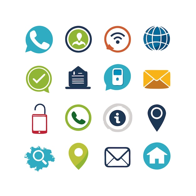 Colección de conjuntos de iconos de contacto para sitios web y aplicaciones móviles