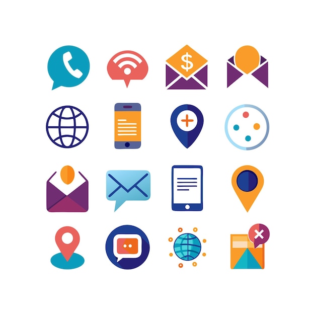 Colección de conjuntos de iconos de contacto para sitios web y aplicaciones móviles