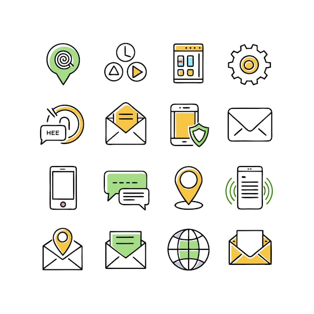 Colección de conjuntos de iconos de contacto para sitios web y aplicaciones móviles