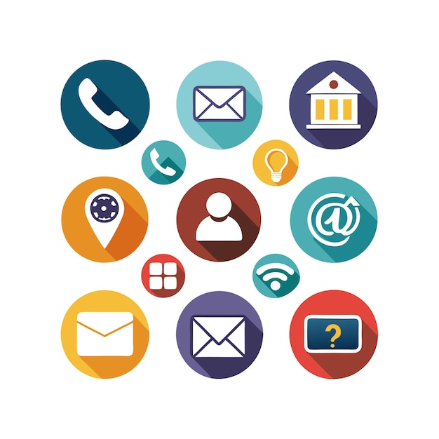 Colección de conjuntos de iconos de contacto para sitios web y aplicaciones móviles
