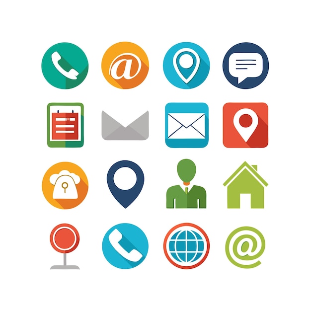 Colección de conjuntos de iconos de contacto para sitios web y aplicaciones móviles