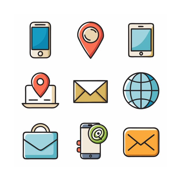 Colección de conjuntos de iconos de contacto para sitios web y aplicaciones móviles