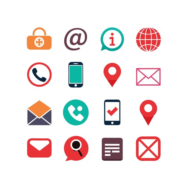 Colección de conjuntos de iconos de contacto para sitios web y aplicaciones móviles