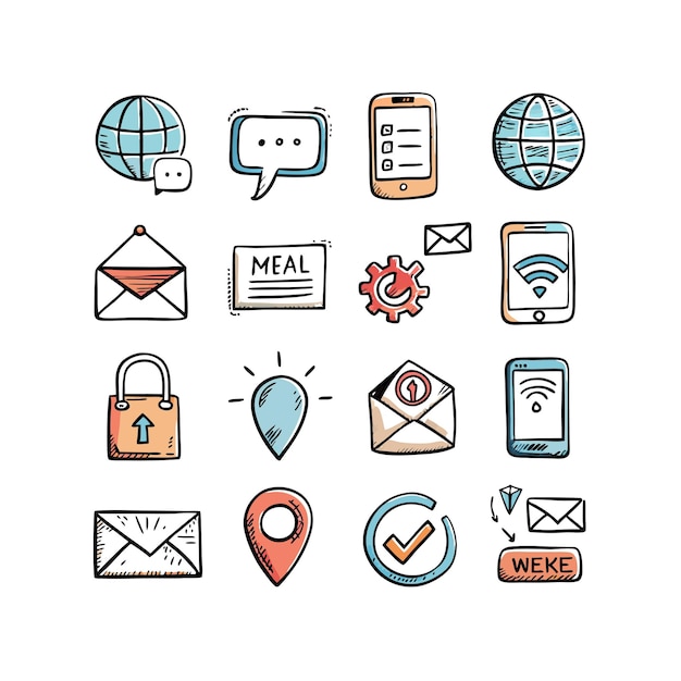 Colección de conjuntos de iconos de contacto para sitios web y aplicaciones móviles