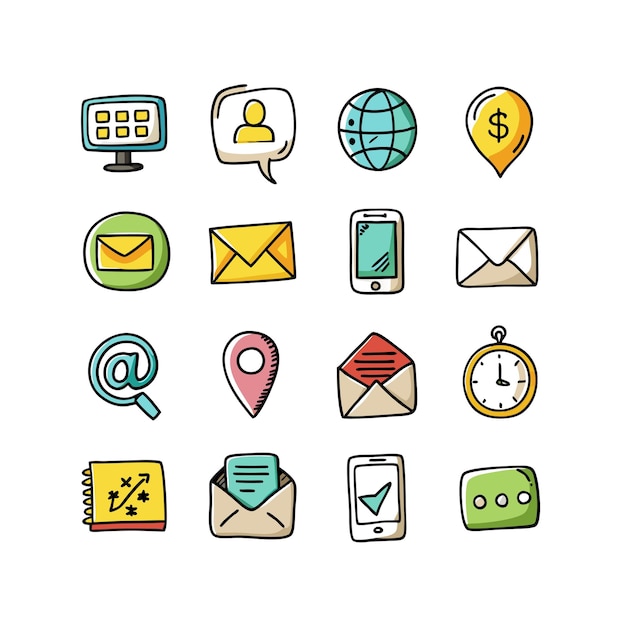 Colección de conjuntos de iconos de contacto para sitios web y aplicaciones móviles