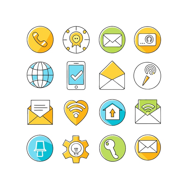 Colección de conjuntos de iconos de contacto para sitios web y aplicaciones móviles