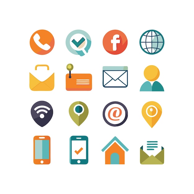 Colección de conjuntos de iconos de contacto para sitios web y aplicaciones móviles