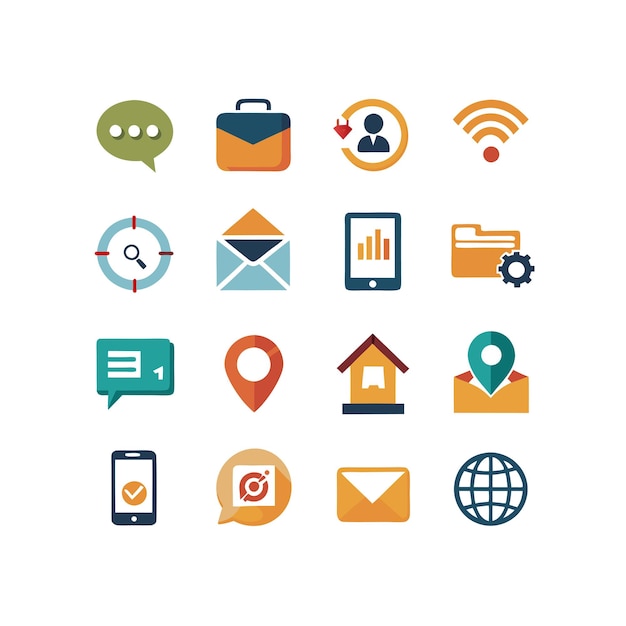 Colección de conjuntos de iconos de contacto para sitios web y aplicaciones móviles