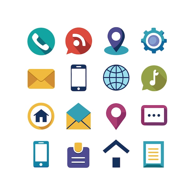 Colección de conjuntos de iconos de contacto para sitios web y aplicaciones móviles
