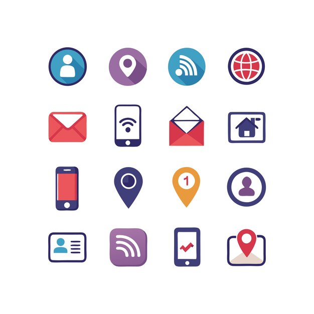 Colección de conjuntos de iconos de contacto para sitios web y aplicaciones móviles