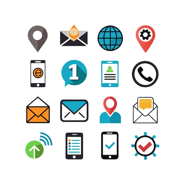 Colección de conjuntos de iconos de contacto para sitios web y aplicaciones móviles