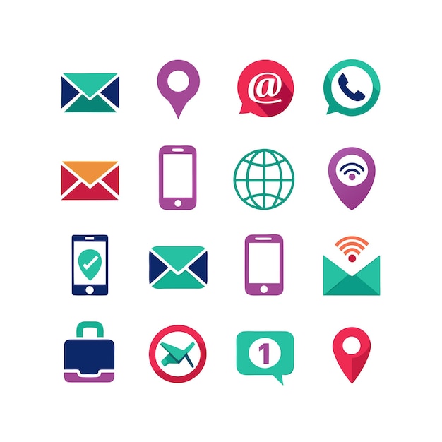 Colección de conjuntos de iconos de contacto para sitios web y aplicaciones móviles