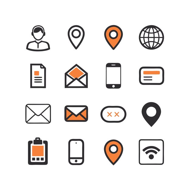 Colección de conjuntos de iconos de contacto para sitios web y aplicaciones móviles